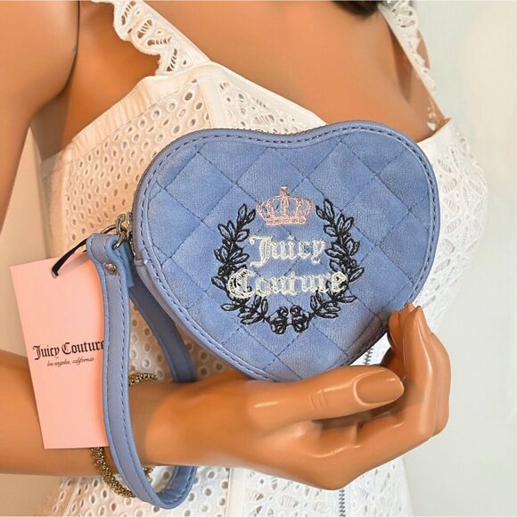Juicy Couture Royal Couture Blue Zip Around Logo Wristlet Bag NWT - Picture 2 of 7